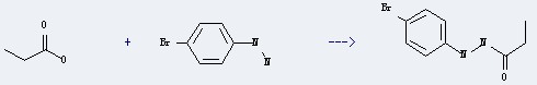 The Hydrazine, (4-bromophenyl)- could react with propionic acid, and obtain the 4-bromophenylhydrazide of propionic acid